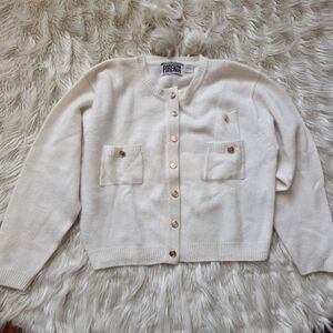 Forenza Cream Cardigan with Faux Fur Collar